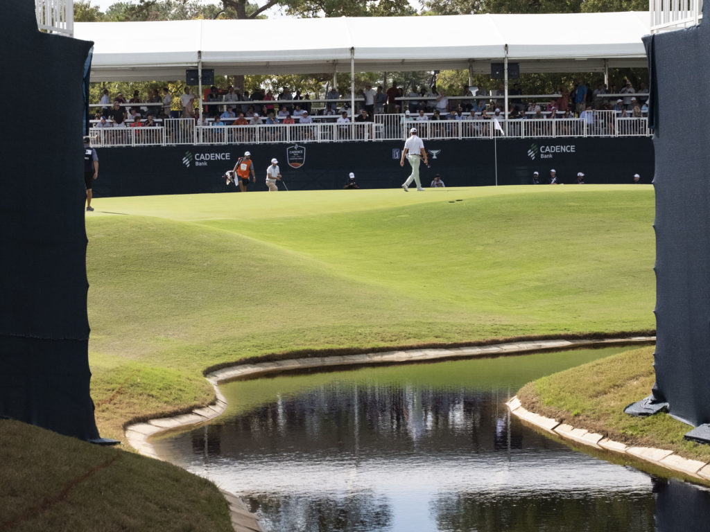 Memorial Park Golf Course's 15th hole is turned into a showcase at the Houston Open.  (Photo by F. Carter Smith)