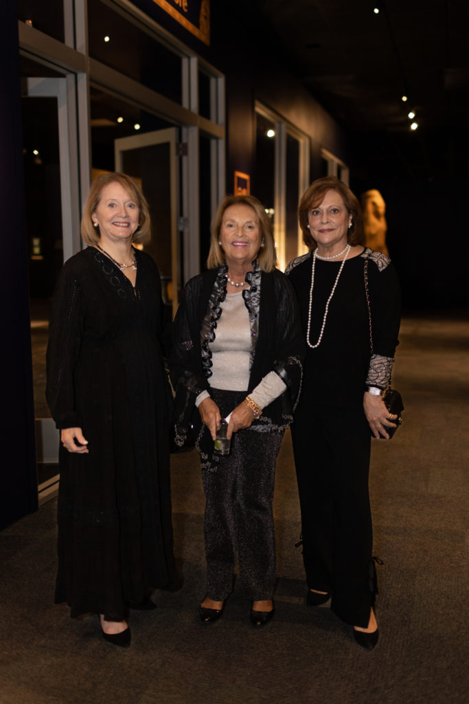 Sallie Morian, Mary Lou Swift, and Anny Whyte at the HMNS mummy reveal soirée. (Photo by Mike Rathe)