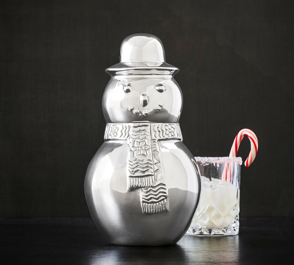 Gift a snowman cocktail shaker from Pottery Barn for a festive holiday gift. (Photo: Pottery Barn)