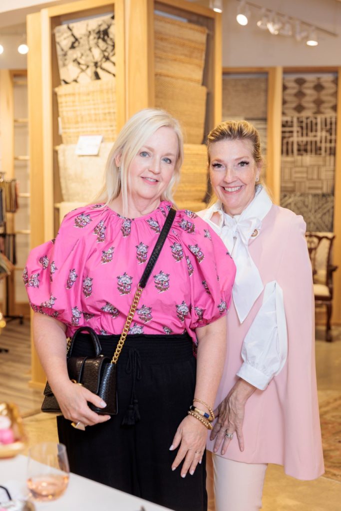 Stephanie Ureckert, Kathryn Smith at the Arsin Rug Gallery one year anniversary celebration in Decorative Center Houston. 