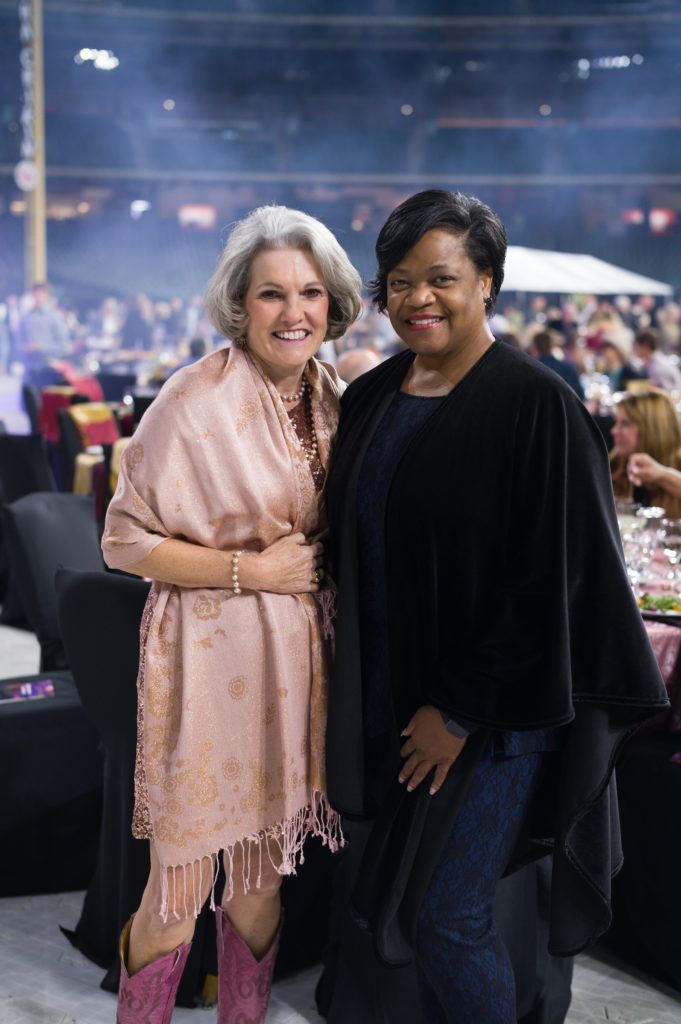 Twila Carter, Marian Harper at the Shriners Children’s Celebration of the Century on the field at Minute Maid Park. (Photo by Daniel Ortiz)