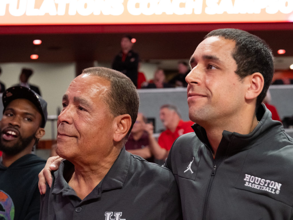 Kelvin Sampson goes into history and the 700 club with Kellen Sampson right there. (Photo by F. Carter Smith)