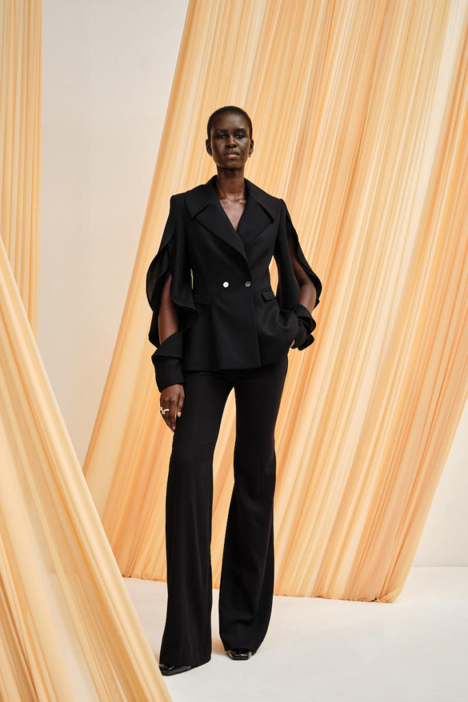 Palmer Harding Lacerated Blazer in black wool twill, $966