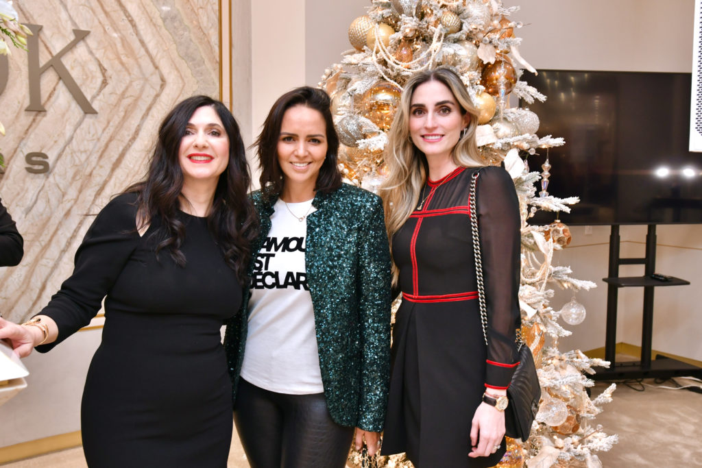 Maria Thomaides, Maria Gamiz, Blanca Lozano  at the Zadok Jewelers holiday party (Photo by Alex Montoya)