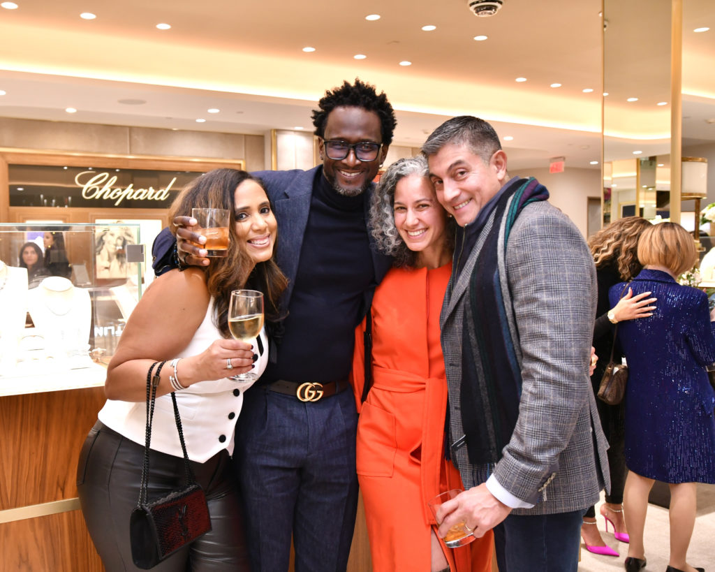Val & Deric Newton, Irene & Orlando Gutierrez at Zadok Jewelers annual holiday fête. (Photo by Alex Montoya)