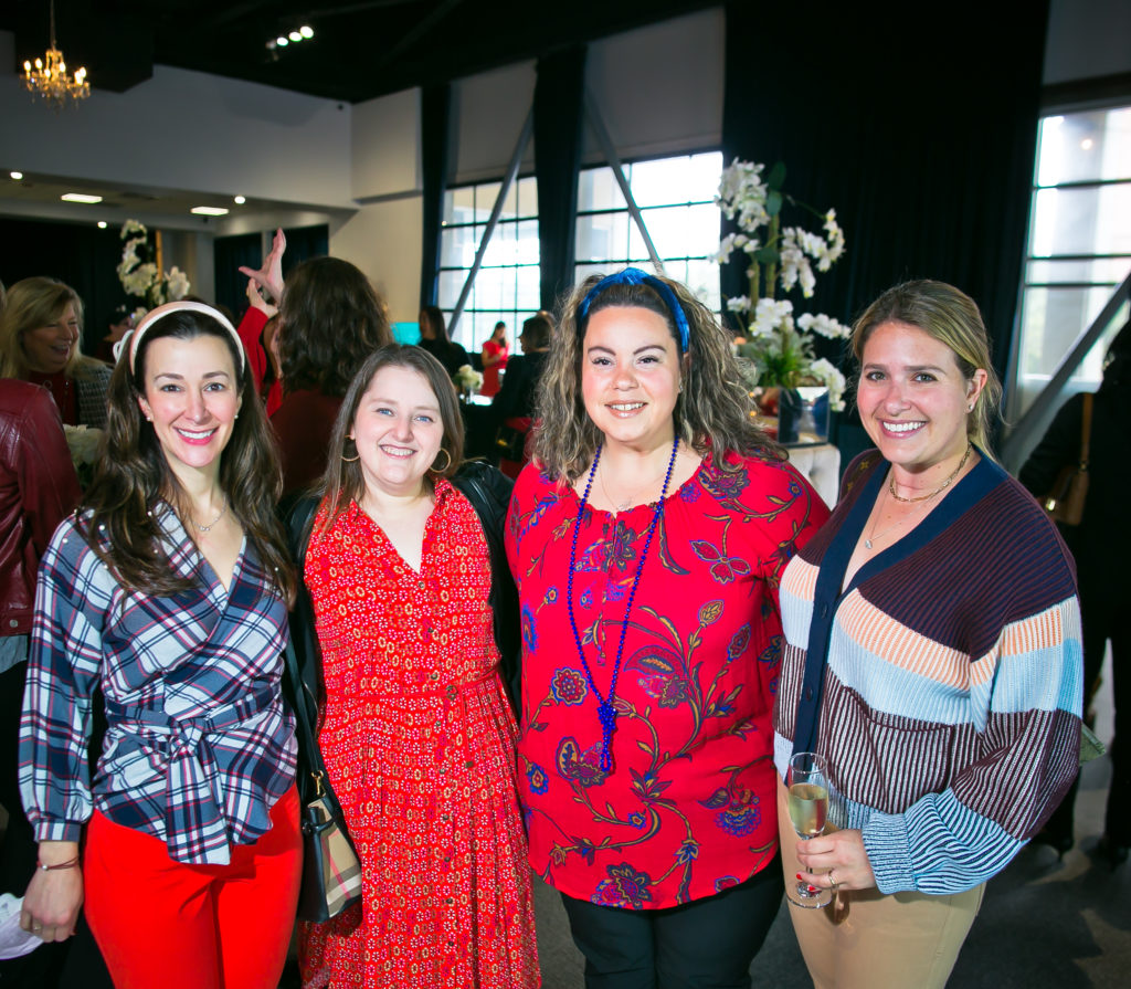 Ariel Becker, Emily Freedman, Ali Bamberger, Erica Akerman at the AIDS Foundation Houston World AIDS Day luncheon. (Photo by Morris Malakoff)