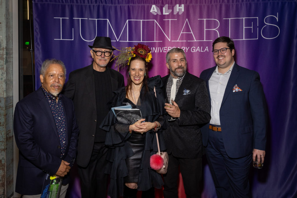 Bert Samples, McKay Otto, Catherine D. Anspon, Paul Middendorf, Brandon Zech  at the Art League Houston Luminaries Gala (Photo by Alex Barber and Laura Burlton) 
