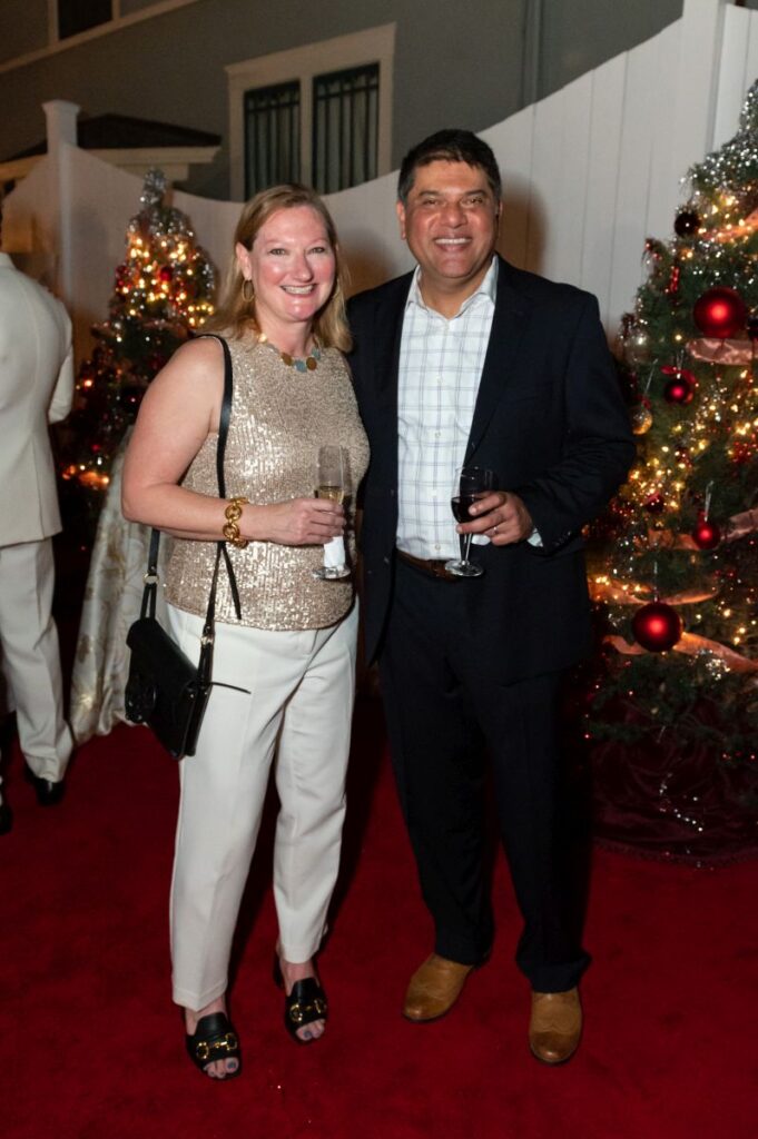 Cathy Easter, Naveen Pinglay at Legacy Community Health's Holiday Schmooze. (Photo by Killy Chavez)