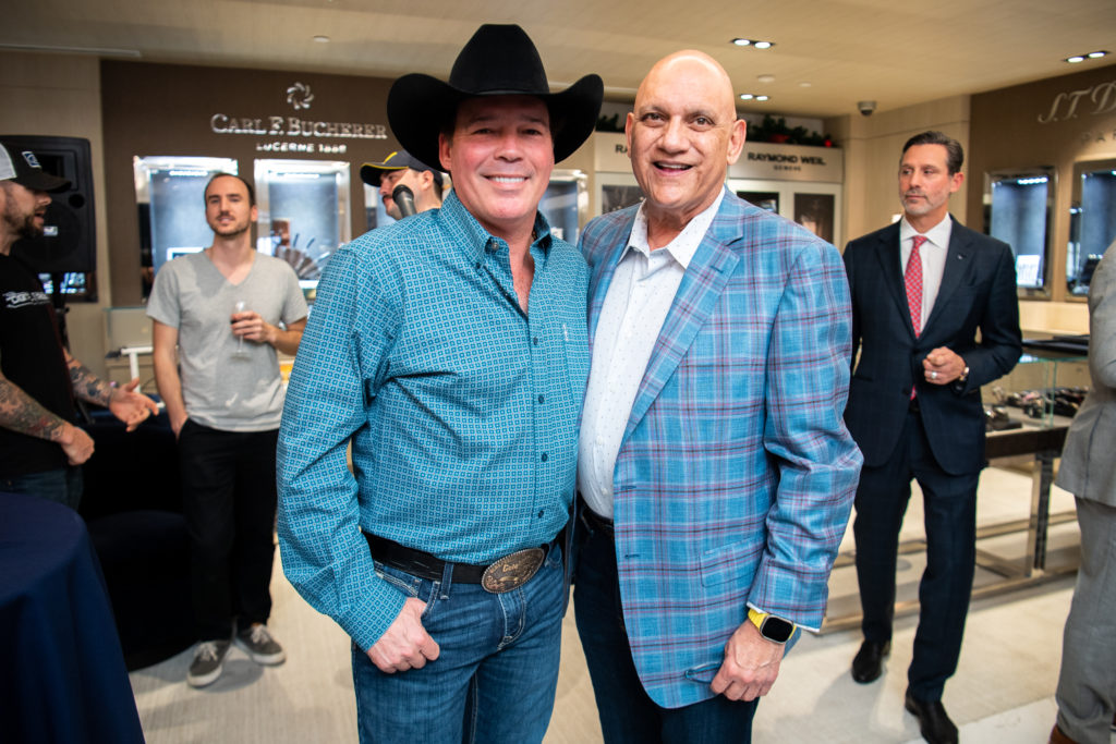 Clay Walker, Dr. Fred Aguilar at the IW Marks Jewelers grand re-opening party.