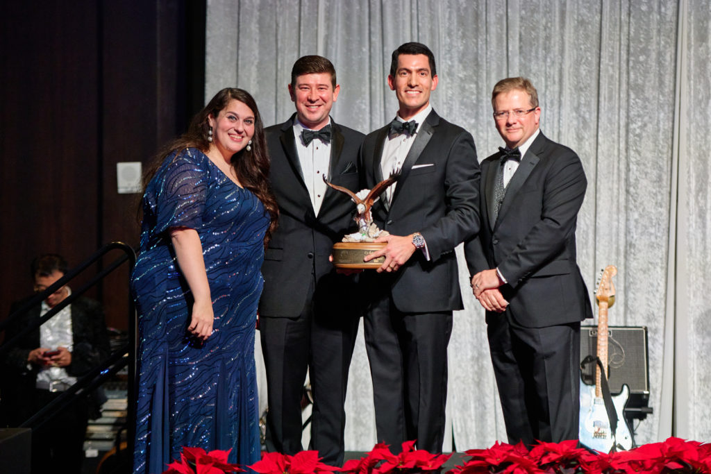 Lia Vallone, Billy Arnold, Richard Mercer, Dominic Macklon at the Spindletop Holiday Ball.  (Photo by Fulton Davenport/PWL Studio)
