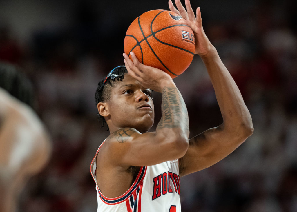 UH guard Marcus Sasser needs to be an elite free throw shooter. (Photo by F. Carter Smith)