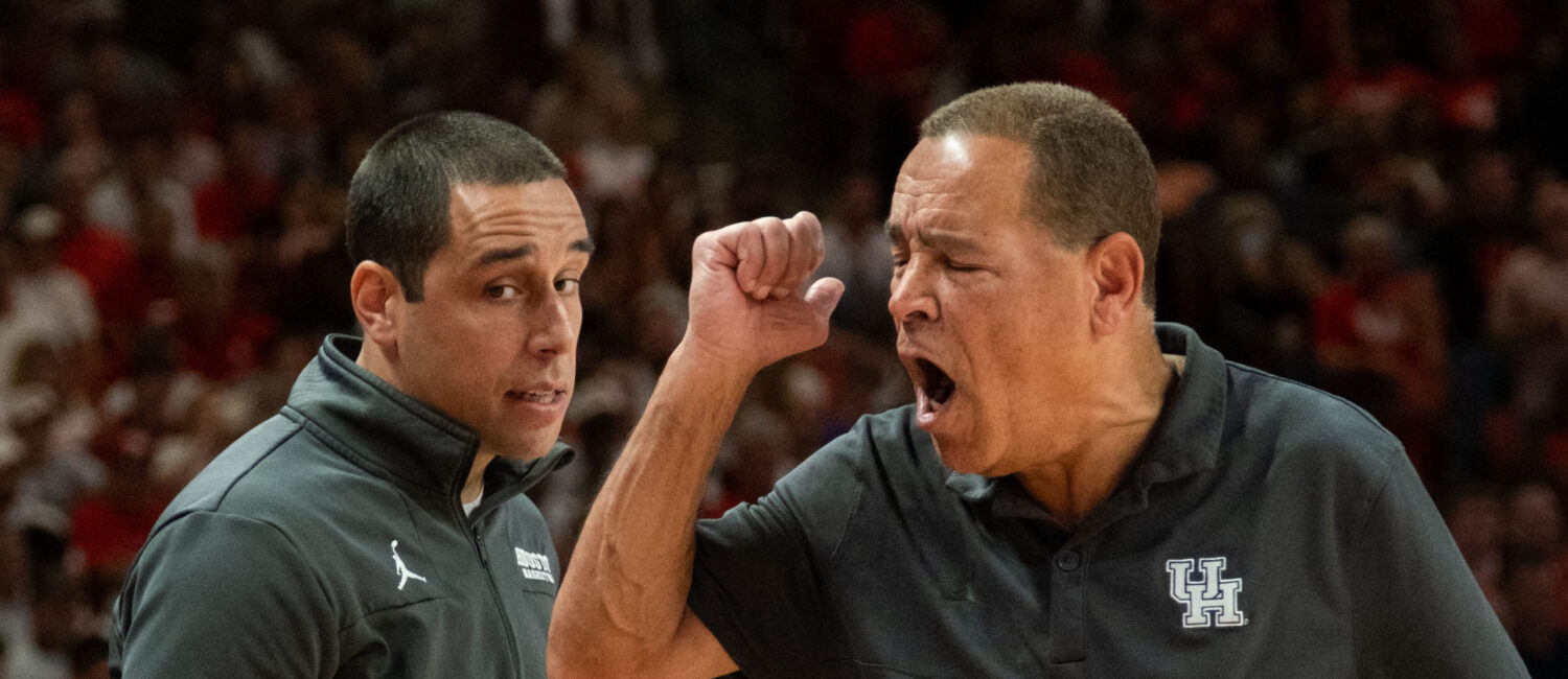 UH assistant Kellen Sampson knows that his dad Kelvin Sampson is as intense a coach as you'll find in the game. (Photo by F. Carter Smith)