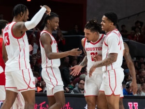 Sampson The #3 ranked University of Houston Cougars beat the McNeese State Cowboys 83-44 , at the Fertitta Center