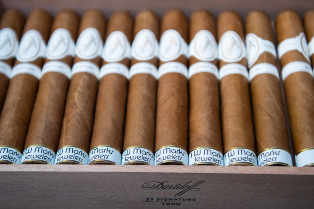 Custom IW Marks Davidoff cigars at the IW Marks Jewelers grand re-opening party.