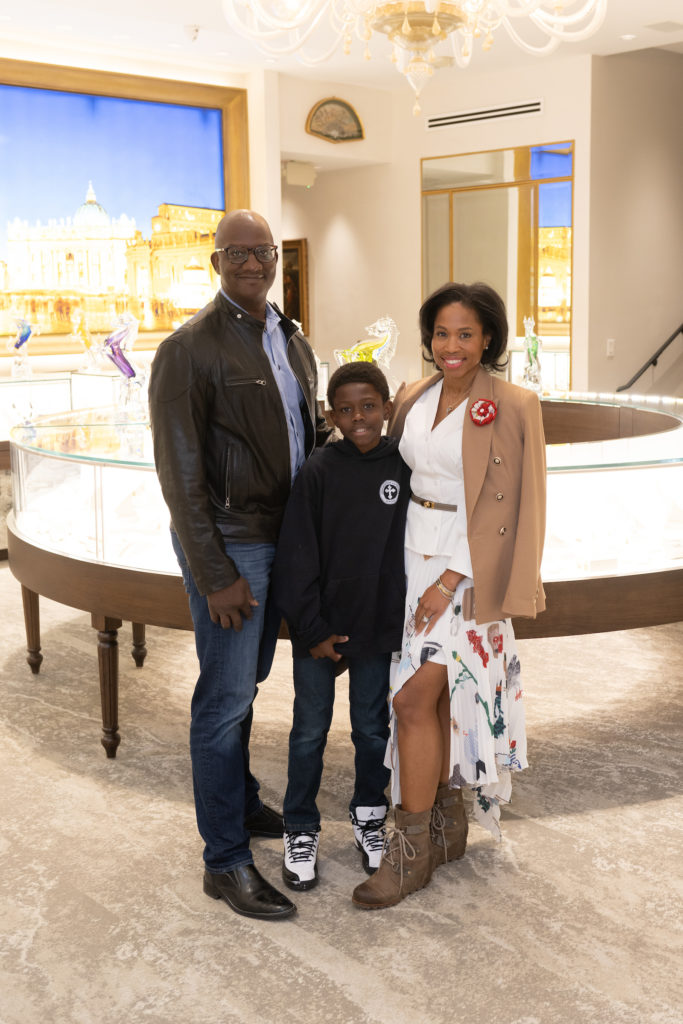 Derrick Mitchell, Derrick Mitchell Jr., Roslyn Bazzelle Mitchell at Valobra's Ferrari Festival kick-off. (Photo by Wilson Parish)
