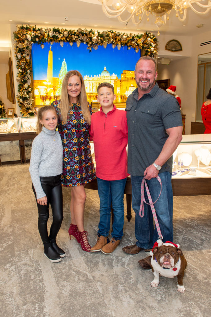 The Regan family — Ella, Rachel, Winn & Tom — at Valobra Master Jewelers holiday party.