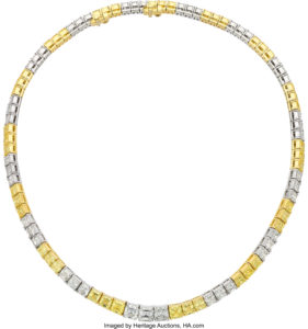 Fancy Intense Yellow Diamond, Diamond, Platinum, Gold Necklace_Heritage Auctions