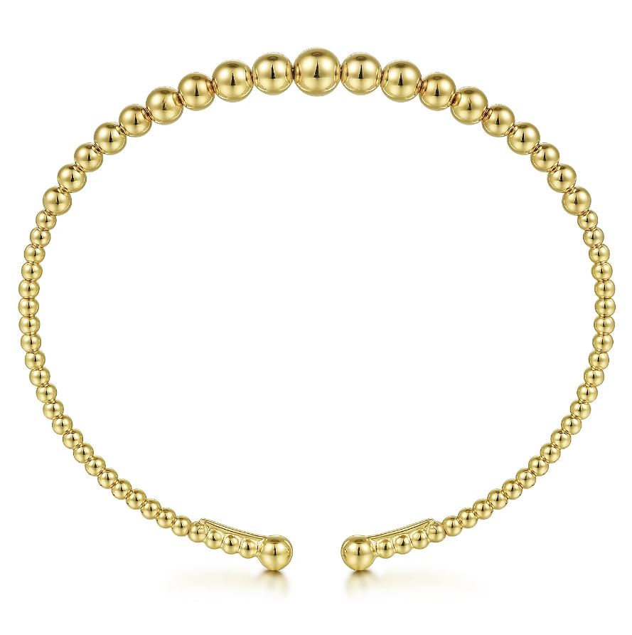 Gabriel & Co 18k yellow gold Bujukan flexible graduated beaded cuff bracelet, size 6.25; $1,675