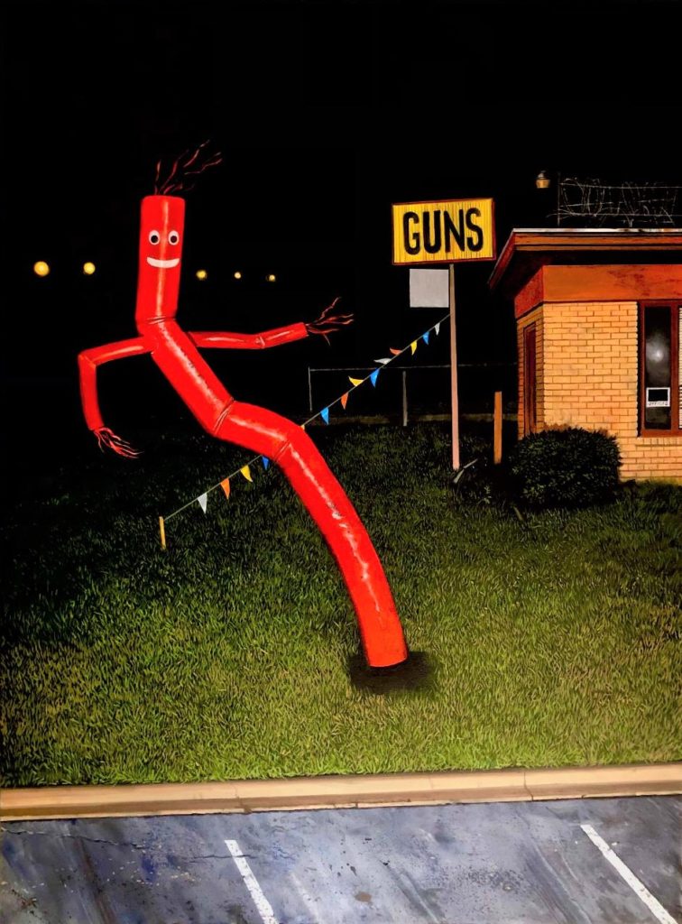 GUN SALE, 2022, Daniel Blagg, Oil on canvas, 54 x 41” 