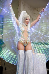 The 12-foot tall Ice Queen entertaining at Construction Concepts Holiday Party for a Cause (Photo by Hung L. Truong Photography)