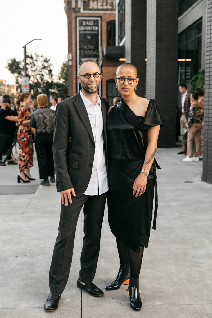 James McDonald, honoree Gabrielle Goliath at the Dallas Contemporary Gala (Photo by Rebecca Patton)