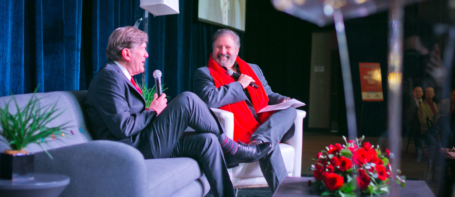 Honoree Michael B. Mizwa, Ernie Manouse at the AIDS Foundation Houston World AIDS Day luncheon, where in addition to receiving the Shelby Hodge Vision Award, Mizwa was honored with an additional $100,000 in contributions in his honor. (Photo by Morris Malakoff)