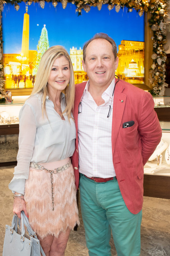 Patti Murphy, Franco Valobra at Valobra Master Jewelers holiday party.