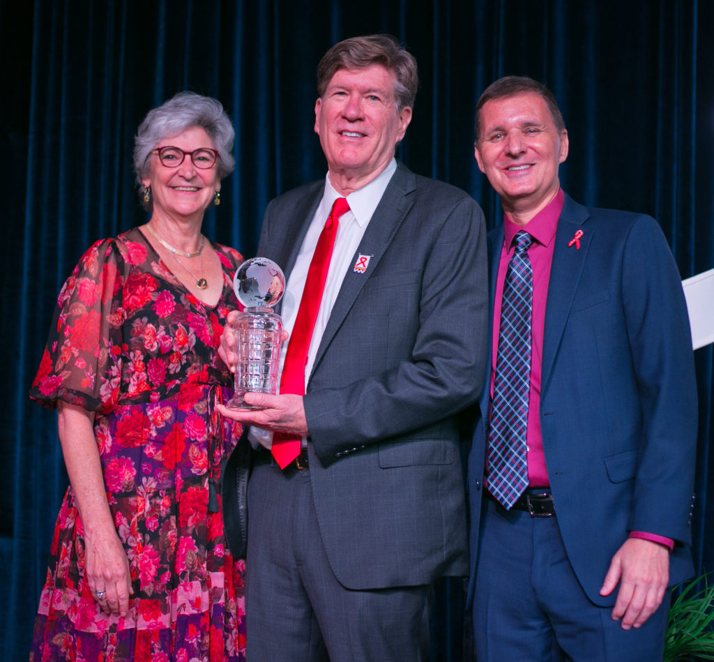 Sara Speer Selber, Michael B. Mizwa, John Huckaby at the AIDS Foundation Houston World AIDS Day luncheon. (Photo by Morris Malakoff)