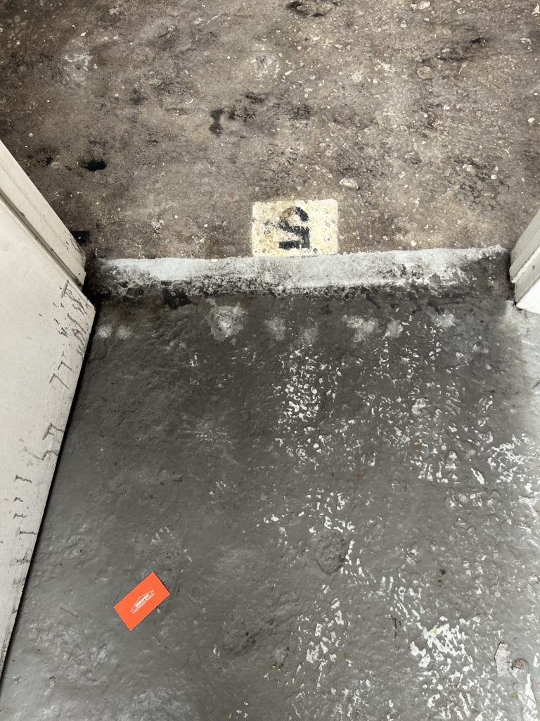 Soot blackens the floor of Sandi Seltzer Bryant's studio. (Courtesy the artist)