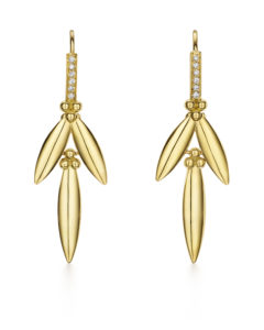 Temple St. Clair Botanical Yellow Gold and Diamond Vine Earrings