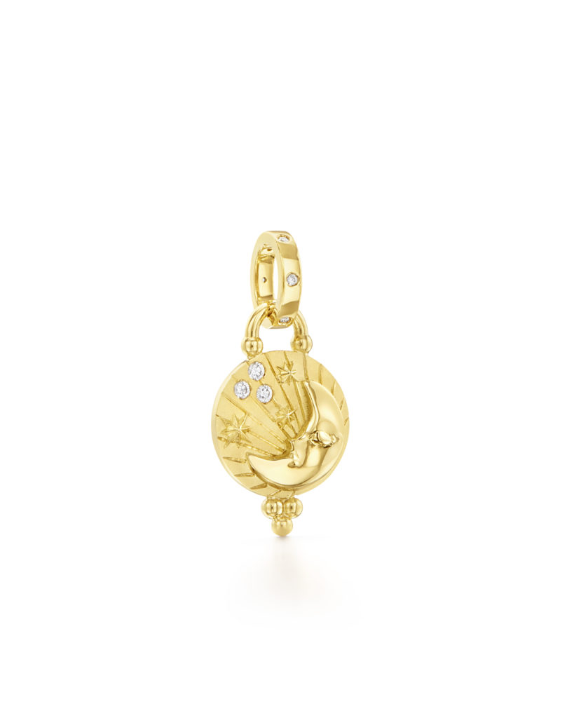 Temple St. Clair charming 18k yellow gold and diamond lunar pendant, $1950