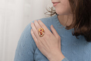 Tenenbaum Jewelers important estate Breguet 18K yellow gold Bague L’Orangerie bypass flower ring
