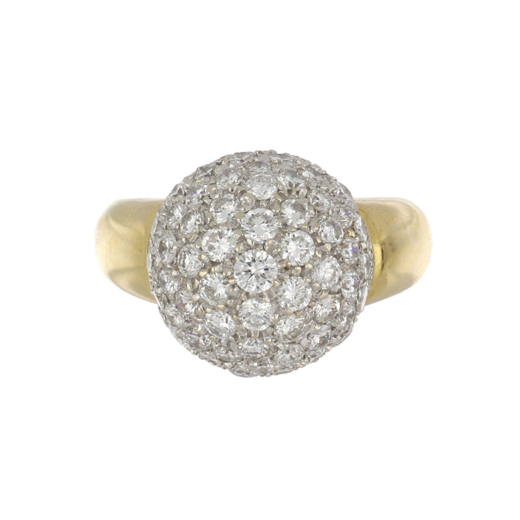 Tenenbaum Jewelers Vintage 1970s Pavé Diamond Ball Ring