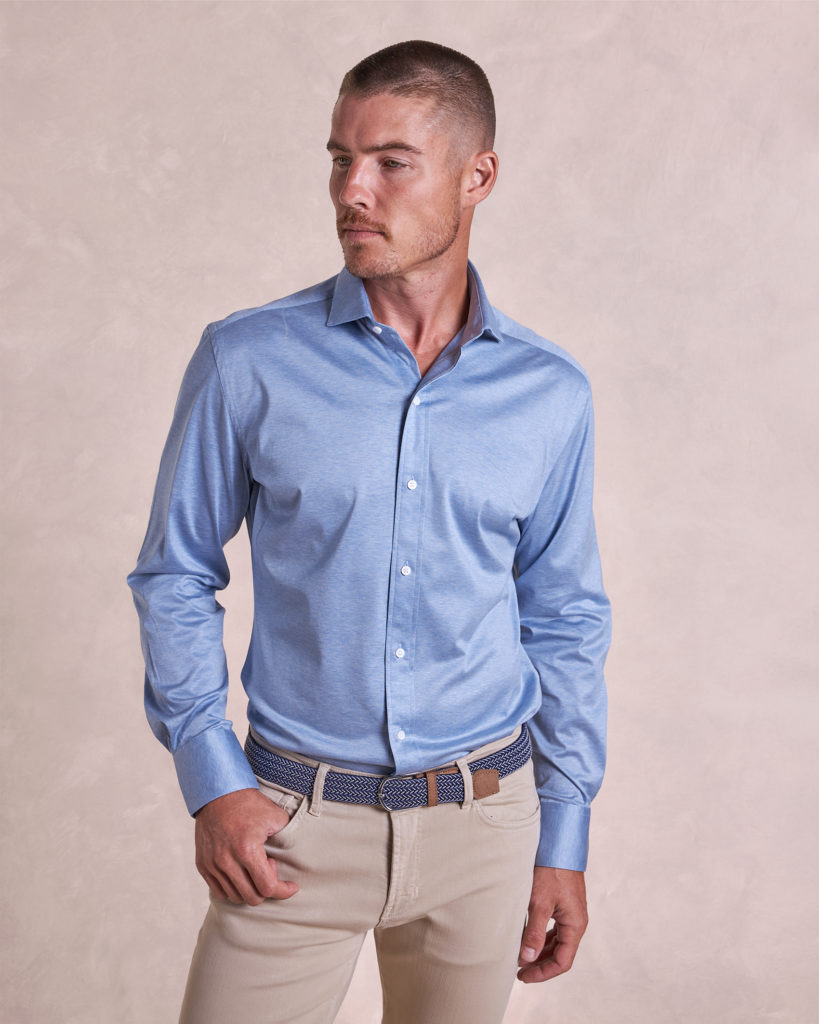 For the man who loves stretchy clothes...The Haydin Luxe Jesey Knit Shirt.
