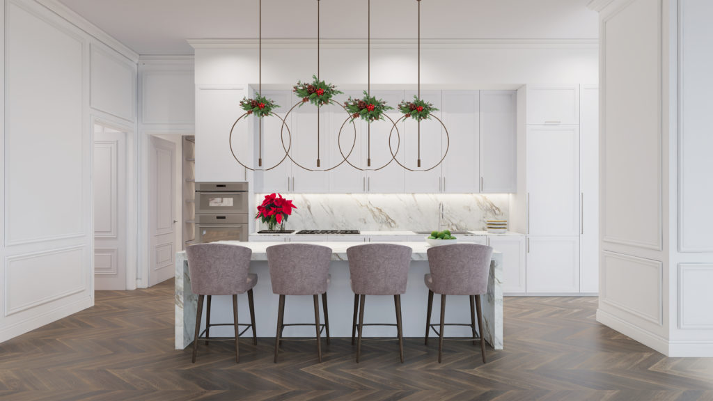 Residences at The Allen boast large gourmet kitchens featuring Italian cabinetry by Pedini, Thermador and Gaggenau appliances, porcelain slabs and quartz surfacing.