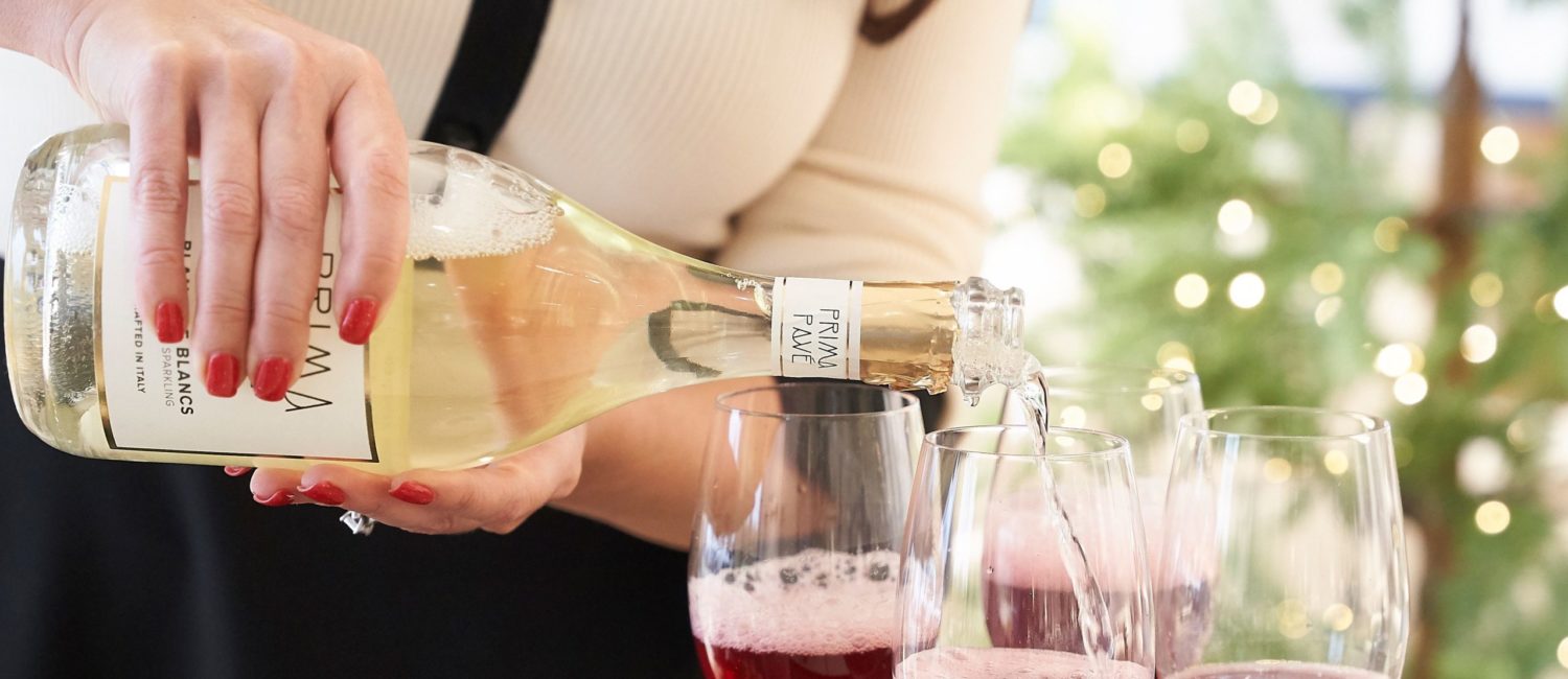 Zero proof – Seasonal Spritzer made from Avec Hibiscus Pomegranate and Prima Pave Blanc de Blancs. Photo by Brian Hutson, Elevated Elixir.