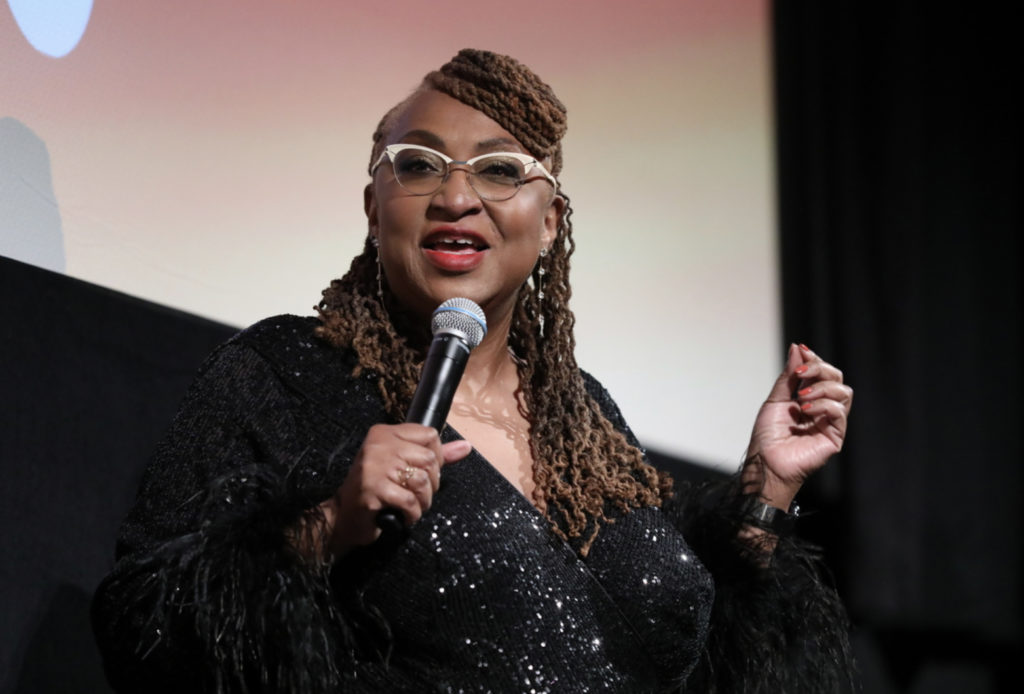 Lisa Cortes, director of “Little Richard: I Am Everything”, answers questions following the film’s premiere. (Photo courtesy of Sundance Institute)