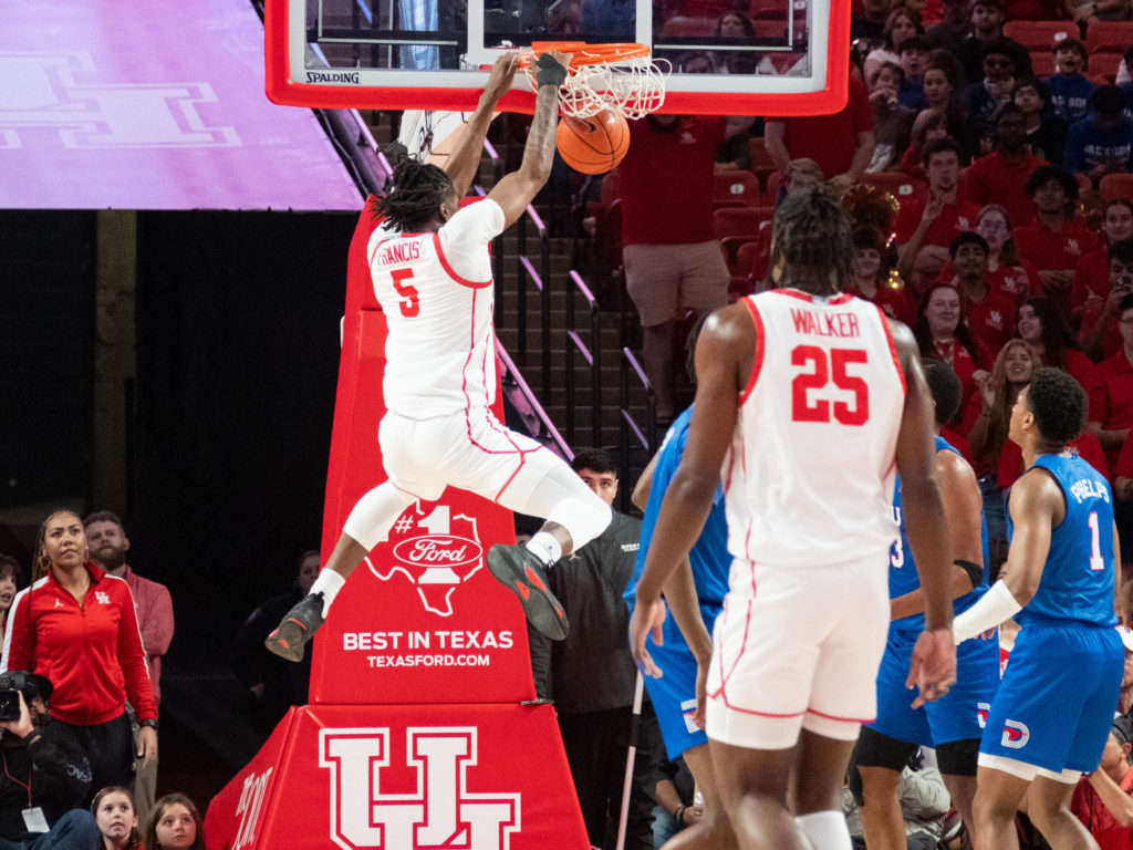University of Houston big man Ja'Vier Francis throws down some thunderous dunks. (Photo by F. Carter Smith)