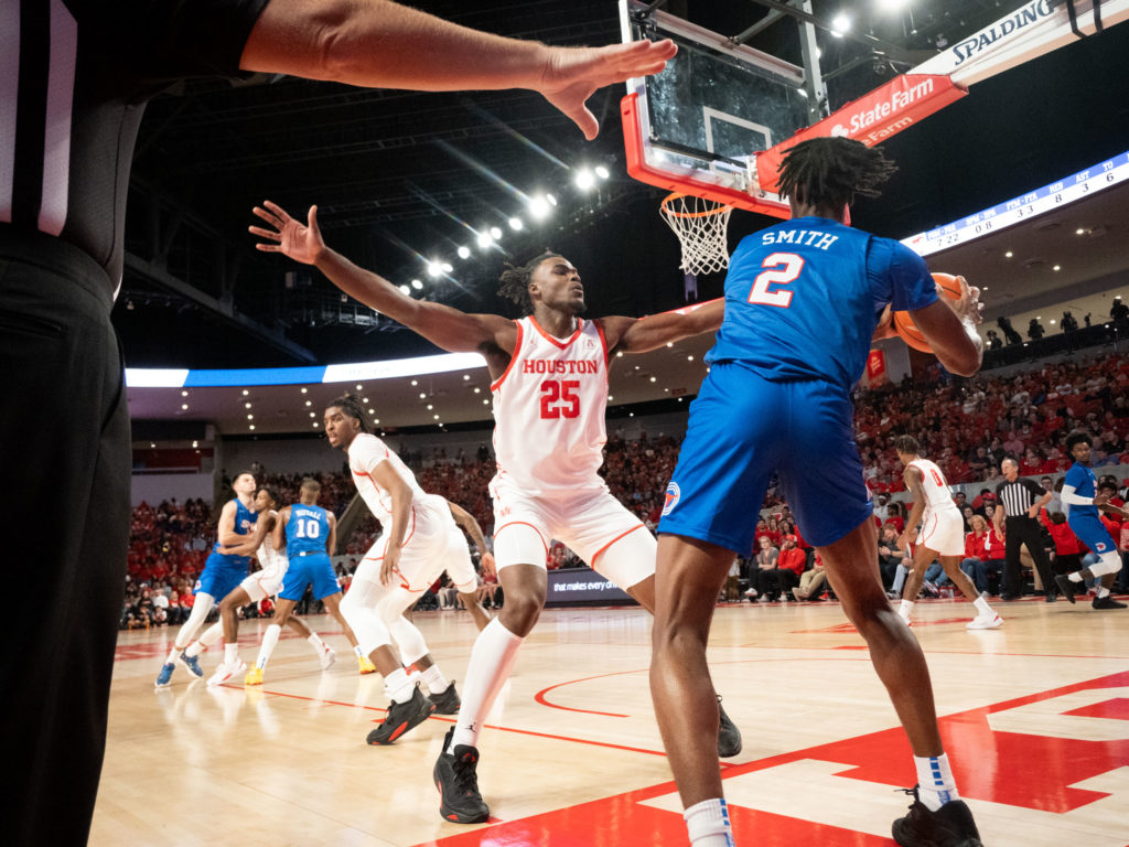 UH freshman forward Jarace Walker can be a problem for foes on the defensive end too. (Photo by F. Carter Smith)
