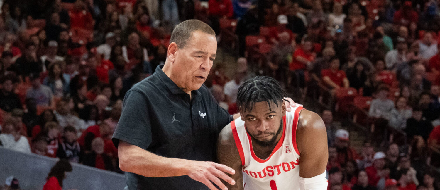 University of Houston coach Kelvin Sampson and his point guard Jamal Shead are almost always on the same page. (Photo by F. Carter Smith)