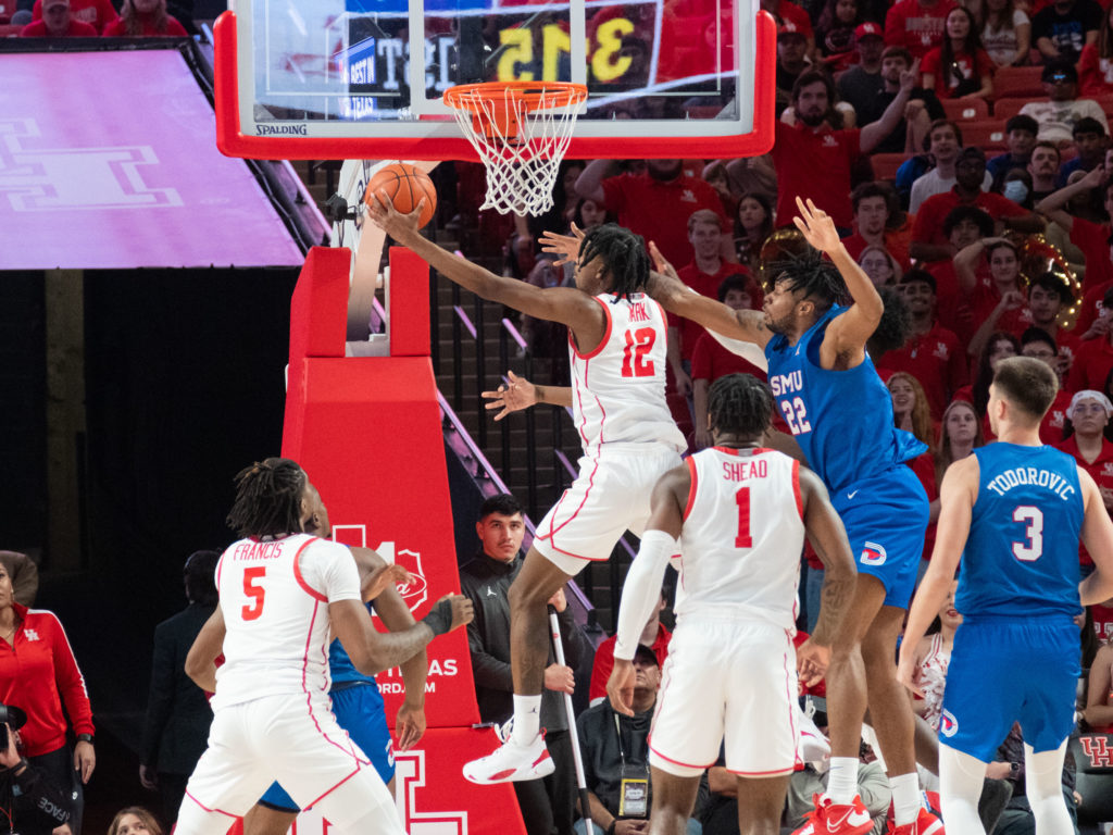 University of Houston guard Tramon Mark can create points by getting to the basket in creative ways. (Photo by F. Carter Smith)