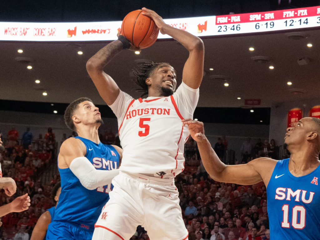 UH big man Ja'Vier Francis can rebound in a crowd. (Photo by F. Carter Smith)