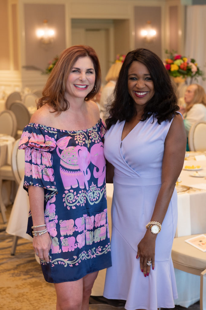 Cynthia Wolff, Jacquie Baly at the Houston Symphony League President's Luncheon and Style Show.  (Photo by Wilson Parish)
