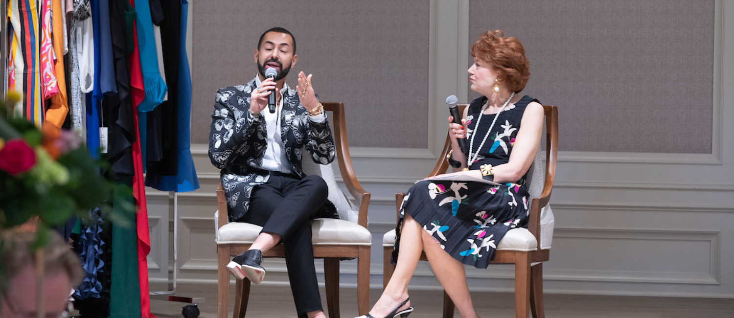 Tootsies creative director Fady Armanious with April Lykos at the Houston Symphony League's national award winning luncheon held at Lakeside Country Club. (Photo by Wilson Parish)