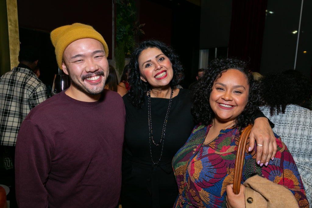 Henry Lu, Evelyn Garcia, Linda Salinas at the Gin Design Group event at The Lymbar. (Photo by Emily Jaschke)