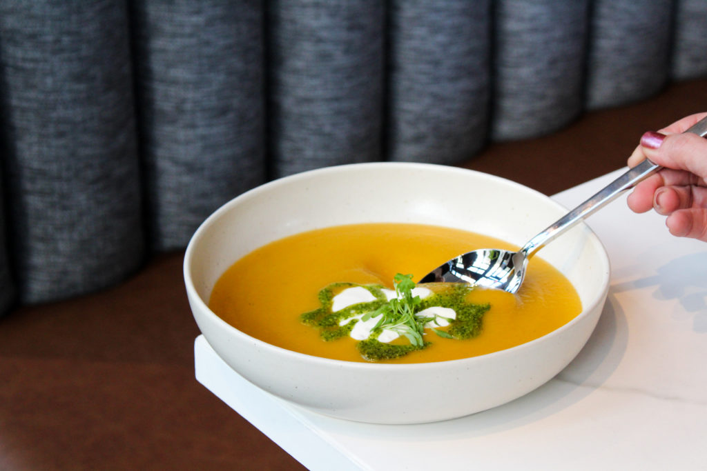 Rustic soups include the butternut squash porrusalda soup. Photo by Mary Whitten.