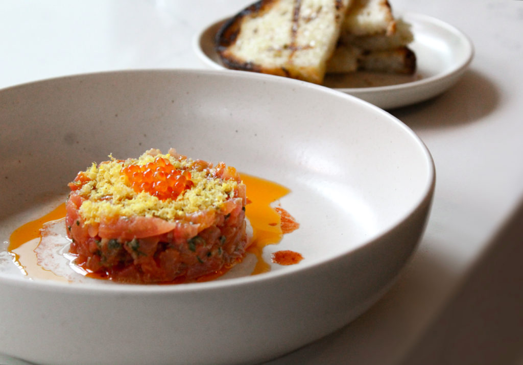 Smoked tomato tartare by chef Steve McHugh. Photo by Mary Whitten.