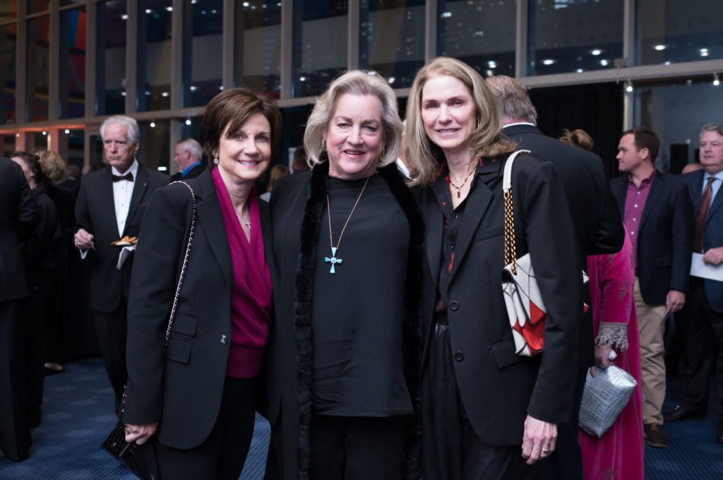 Lynn Smith, Jeanie Janke, Christiana McConn at The Brookwood Community gala at Hobby Center for the Performing Arts. (Photo by Daniel Ortiz)