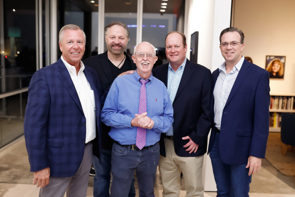 Mark Shipos, Jason Aigner, Dr. John Ott, Kevin Norris, Brad Koenig at Leslie's Legacy cocktail at McClain Gallery (Photo by Johnny Than)