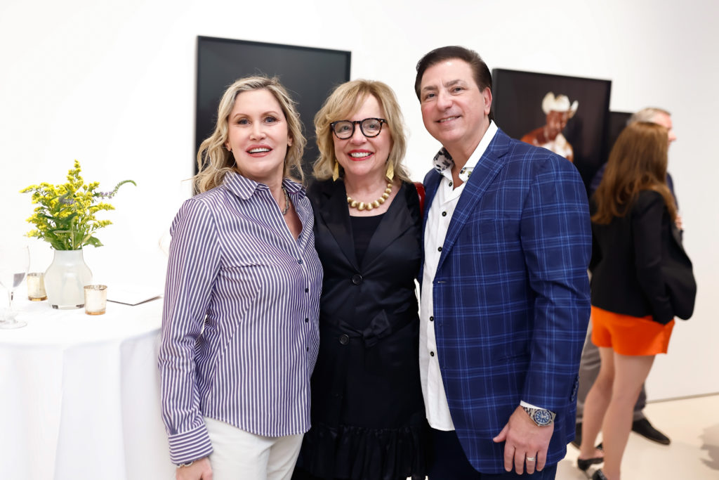 Mary DeSimone, Mary Aigner, Don DeSimone at Leslie's Legacy cocktail at McClain Gallery (Photo by Johnny Than)